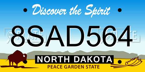 8SAD564 North Dakota License Plate