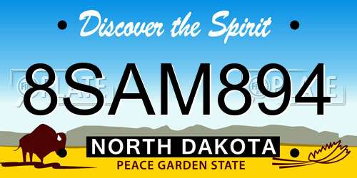 8SAM894 North Dakota License Plate