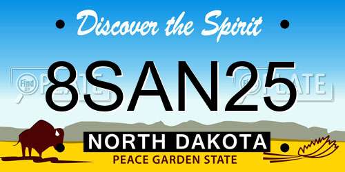 8SAN25 North Dakota License Plate