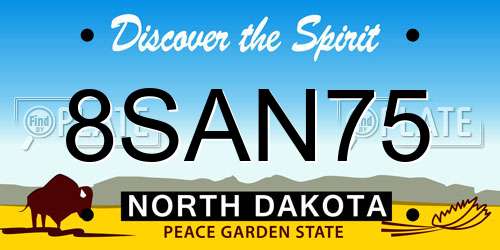 8SAN75 North Dakota License Plate