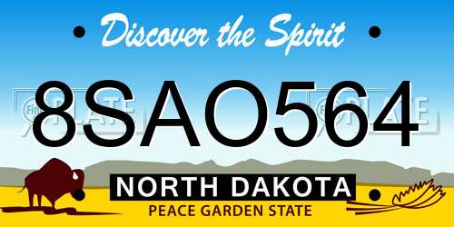 8SAO564 North Dakota License Plate