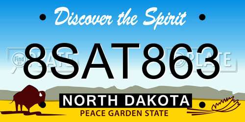 8SAT863 North Dakota License Plate