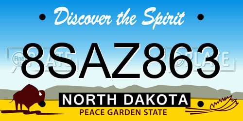 8SAZ863 North Dakota License Plate