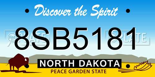 8SB5181 North Dakota License Plate