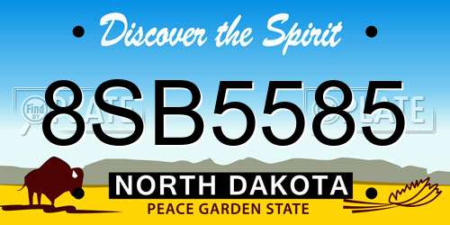 8SB5585 North Dakota License Plate