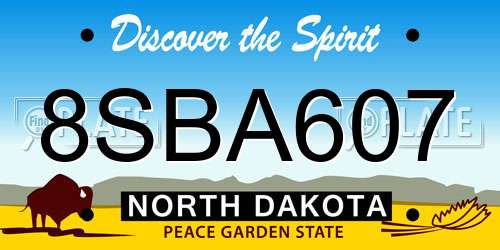 8SBA607 North Dakota License Plate