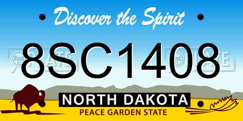 8SC1408 North Dakota License Plate