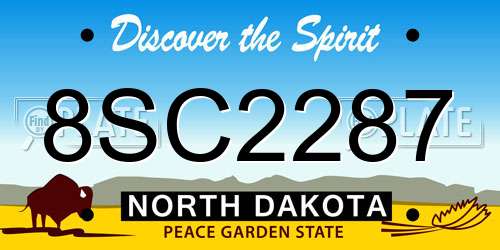 8SC2287 North Dakota License Plate