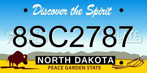 8SC2787 North Dakota License Plate