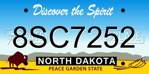 8SC7252 North Dakota License Plate