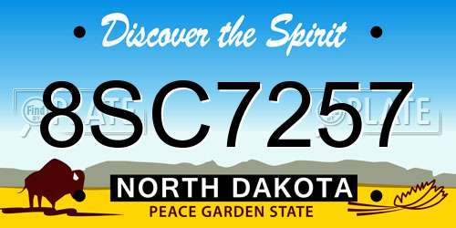 8SC7257 North Dakota License Plate