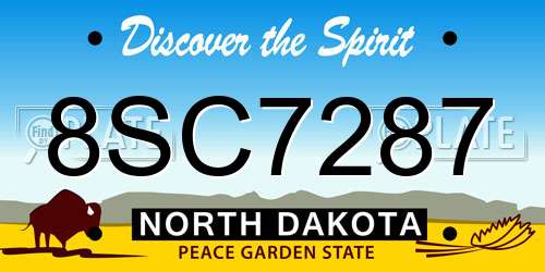 8SC7287 North Dakota License Plate
