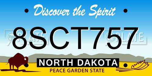 8SCT757 North Dakota License Plate