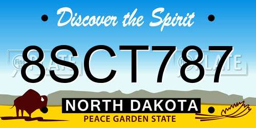 8SCT787 North Dakota License Plate