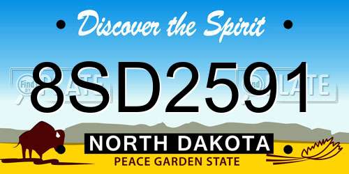 8SD2591 North Dakota License Plate
