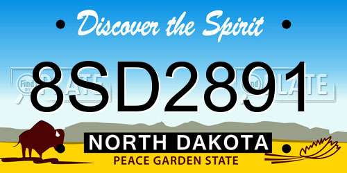 8SD2891 North Dakota License Plate