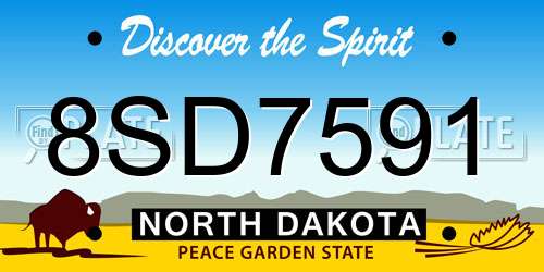 8SD7591 North Dakota License Plate