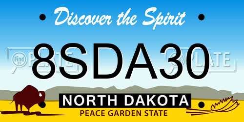 8SDA30 North Dakota License Plate