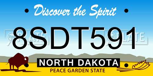 8SDT591 North Dakota License Plate