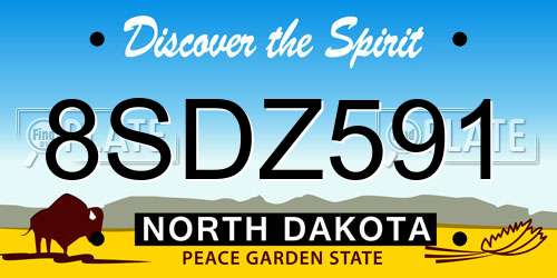 8SDZ591 North Dakota License Plate