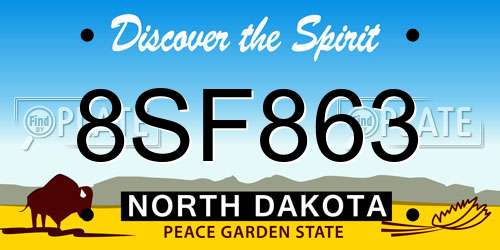 8SF863 North Dakota License Plate