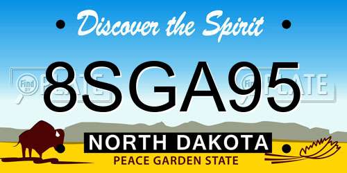 8SGA95 North Dakota License Plate