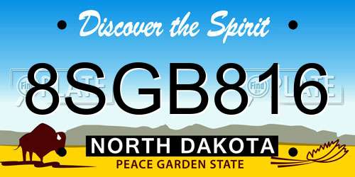 8SGB816 North Dakota License Plate