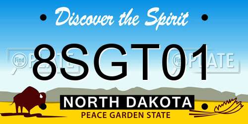 8SGT01 North Dakota License Plate