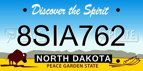 8SIA762 North Dakota License Plate
