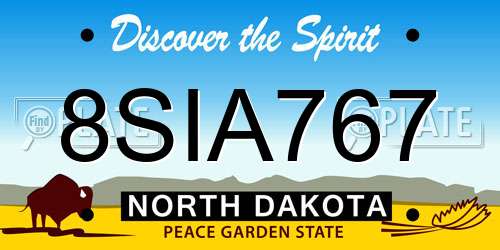 8SIA767 North Dakota License Plate