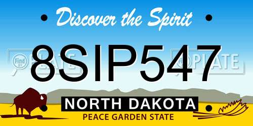8SIP547 North Dakota License Plate