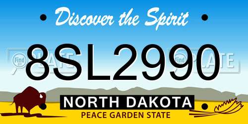 8SL2990 North Dakota License Plate