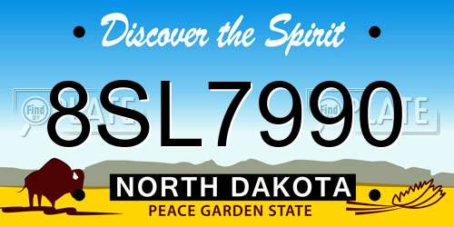 8SL7990 North Dakota License Plate