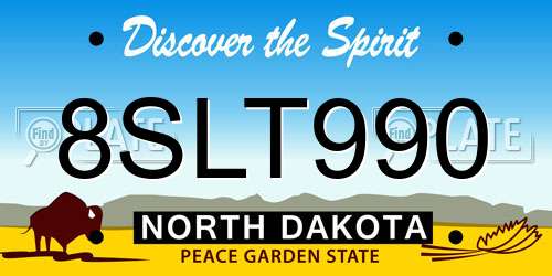 8SLT990 North Dakota License Plate