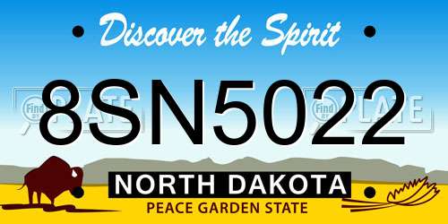 8SN5022 North Dakota License Plate