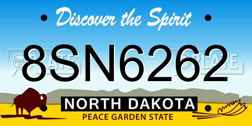 8SN6262 North Dakota License Plate