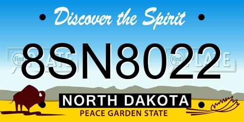 8SN8022 North Dakota License Plate
