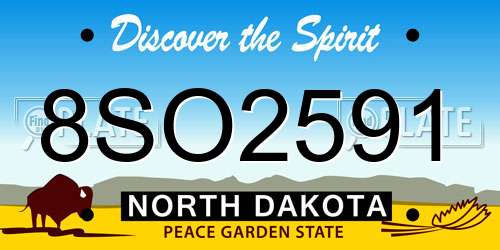 8SO2591 North Dakota License Plate