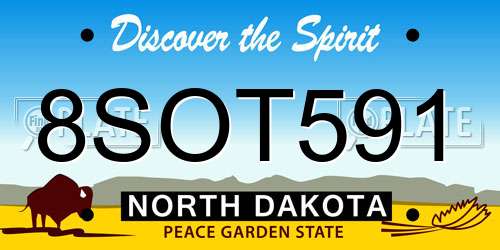 8SOT591 North Dakota License Plate