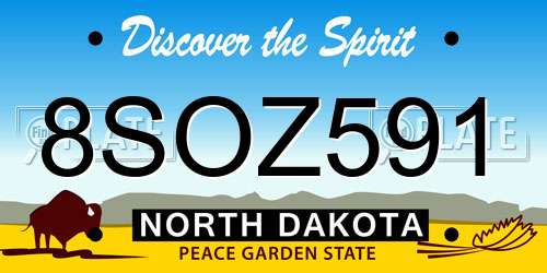 8SOZ591 North Dakota License Plate