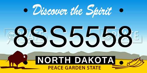 8SS5558 North Dakota License Plate