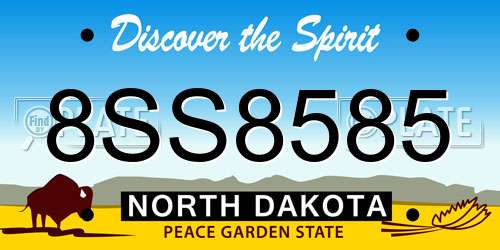8SS8585 North Dakota License Plate