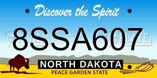 8SSA607 North Dakota License Plate