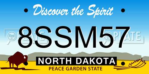8SSM57 North Dakota License Plate