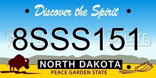 8SSS151 North Dakota License Plate