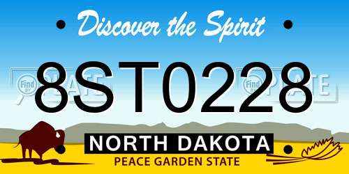 8ST0228 North Dakota License Plate