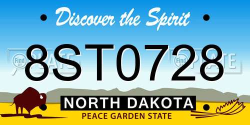 8ST0728 North Dakota License Plate