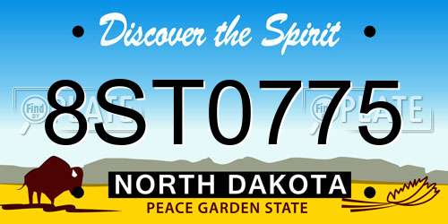 8ST0775 North Dakota License Plate