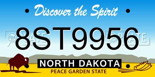 8ST9956 North Dakota License Plate