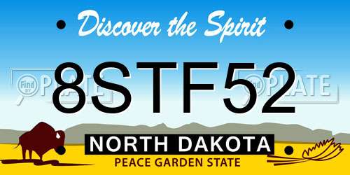 8STF52 North Dakota License Plate